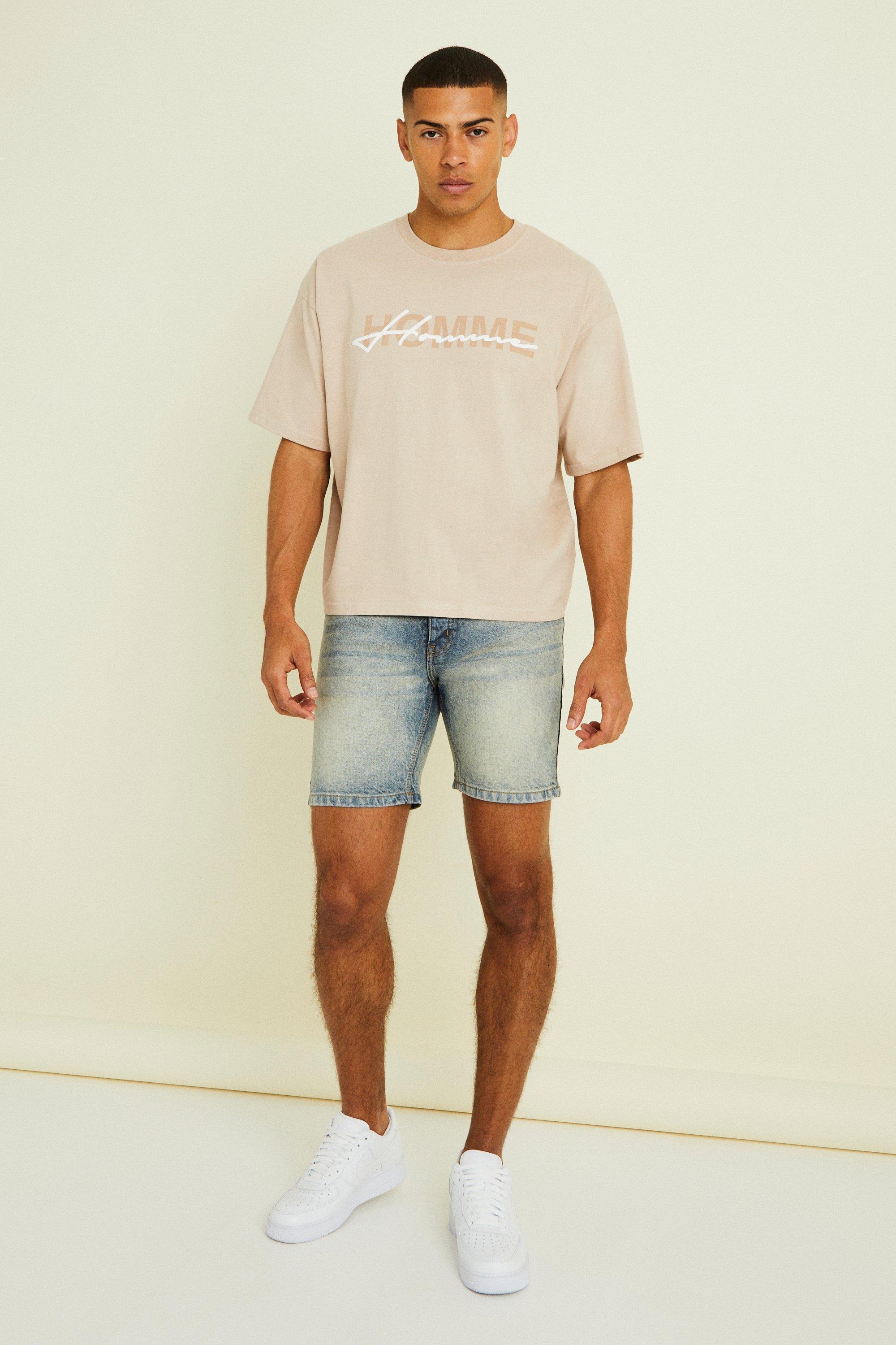 Acid wash denim store shorts mens